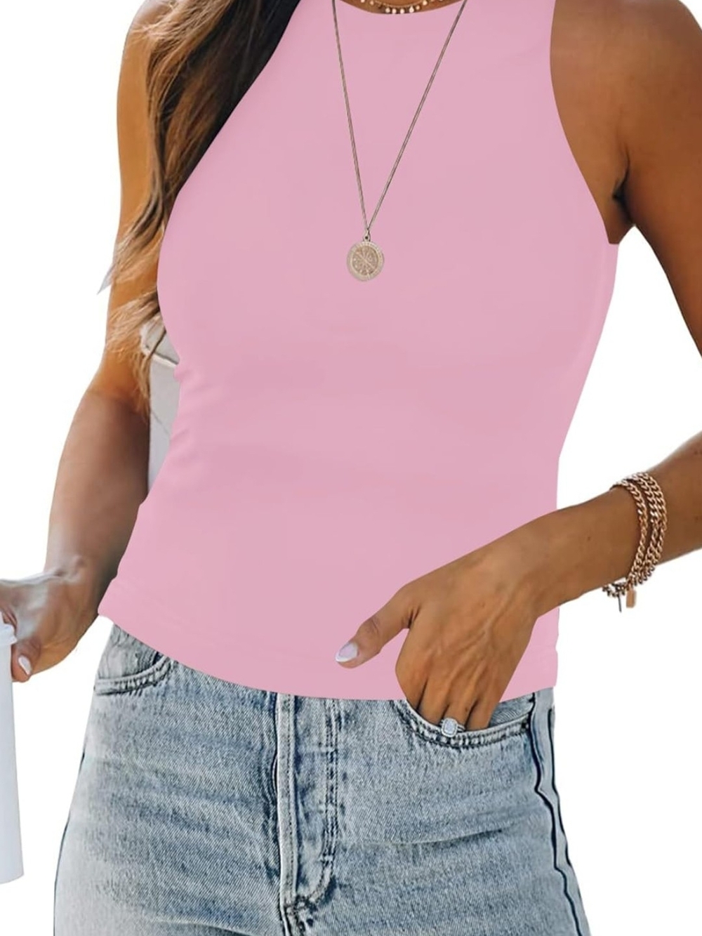 Sleeveless Pink Tank Top for Women - Casual Summer Top